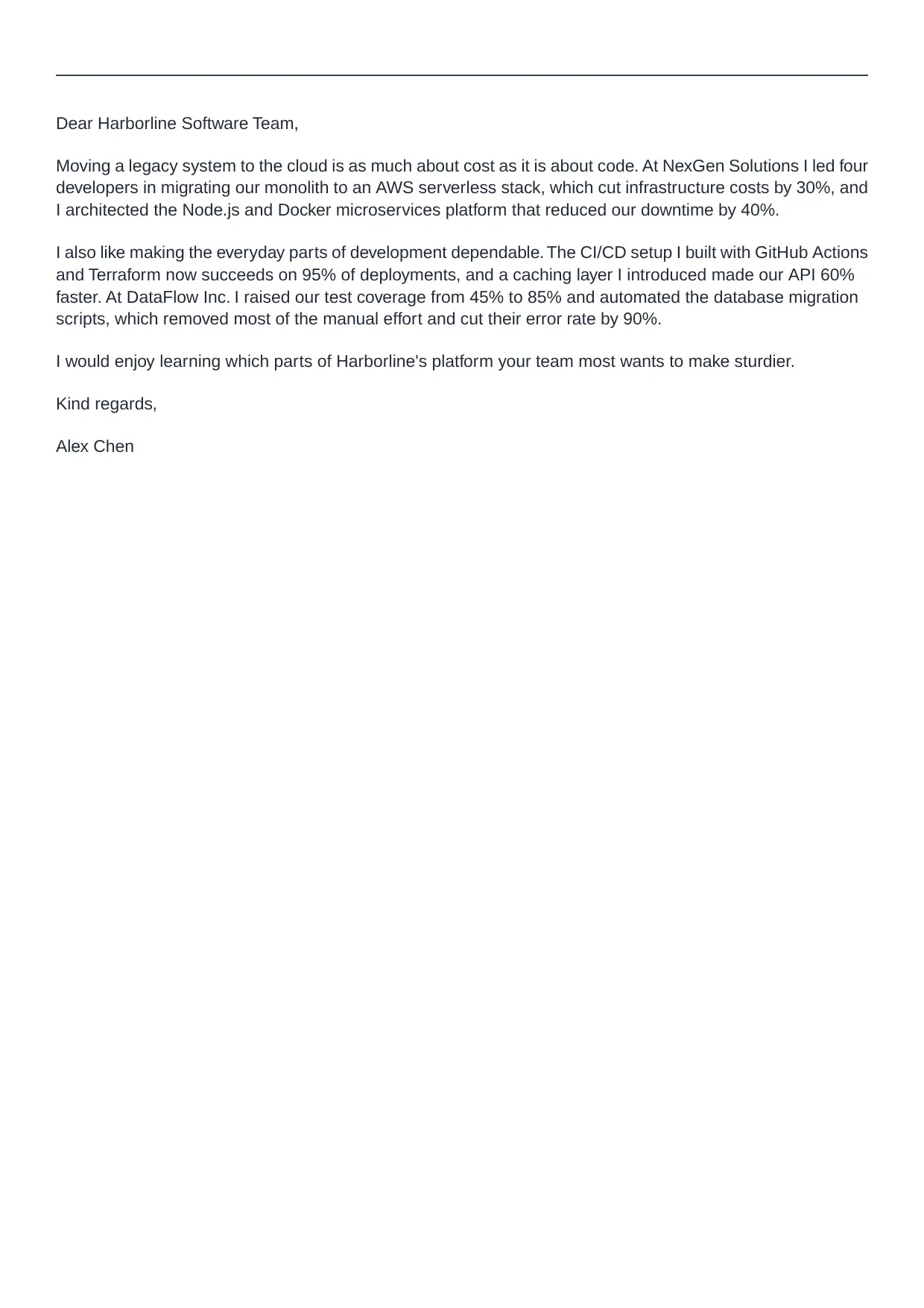 Software Developer cover letter sample